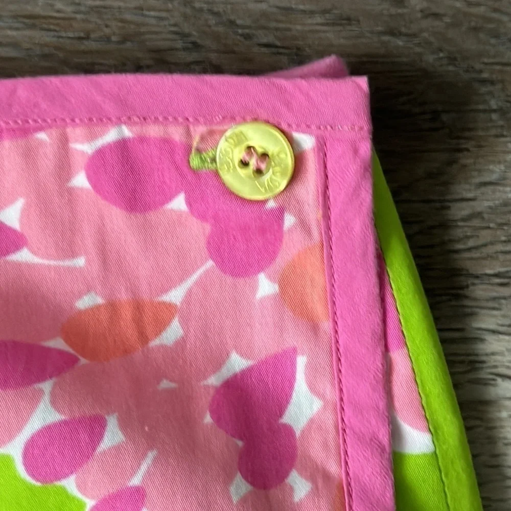 Lilly Pulitzer skirt wrap around A line green pink size 10 floral pronted spring - Picture 2 of 9